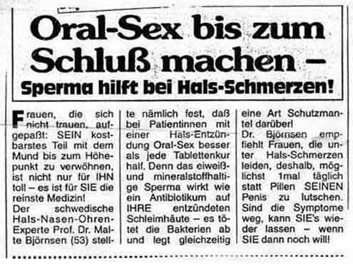Stimmt es dass "Sperma schlucken" gegen Halsschmerzen hilft