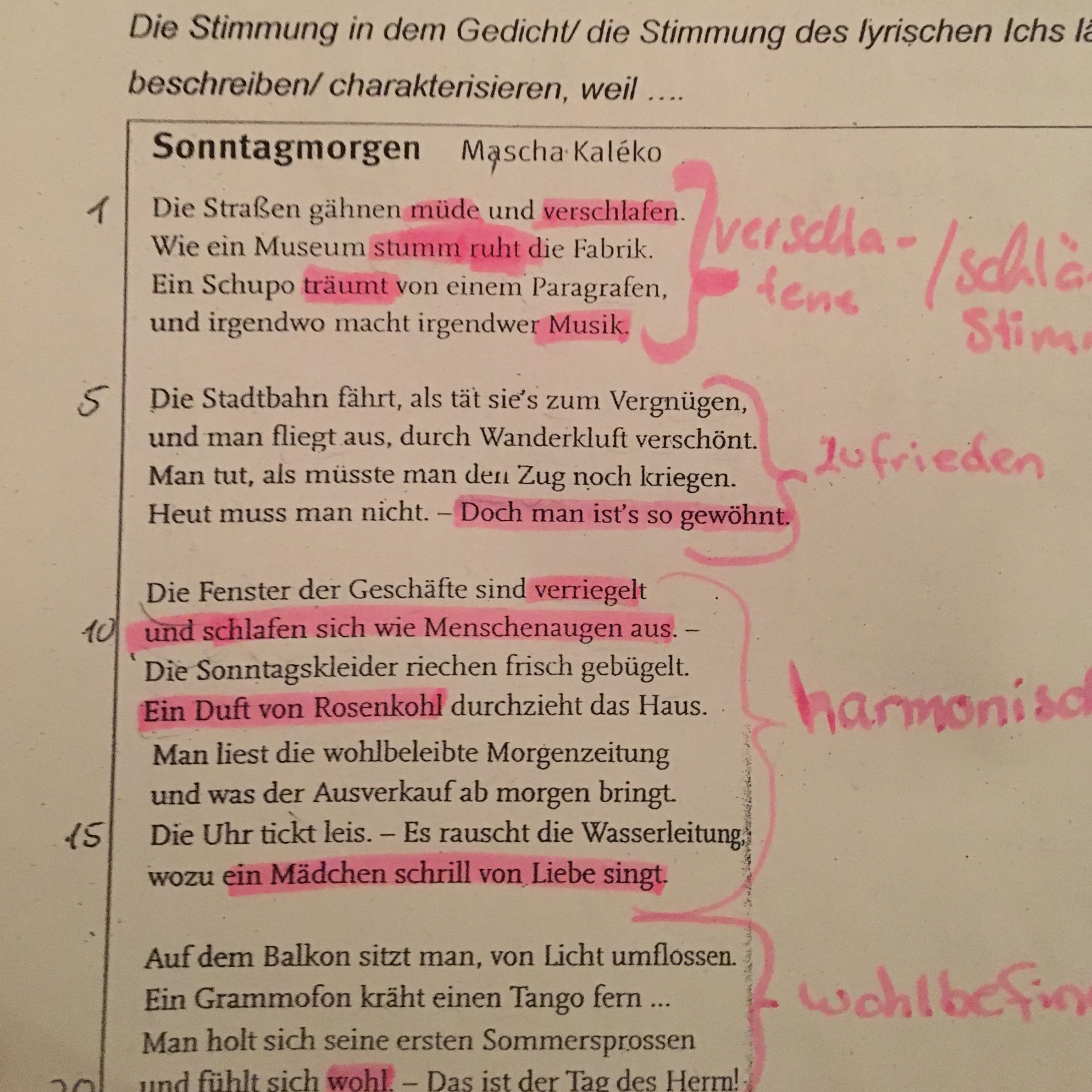 Stimmungen In Einem Gedicht Deutsch Gedichtanalyse Gedichtinterpretation