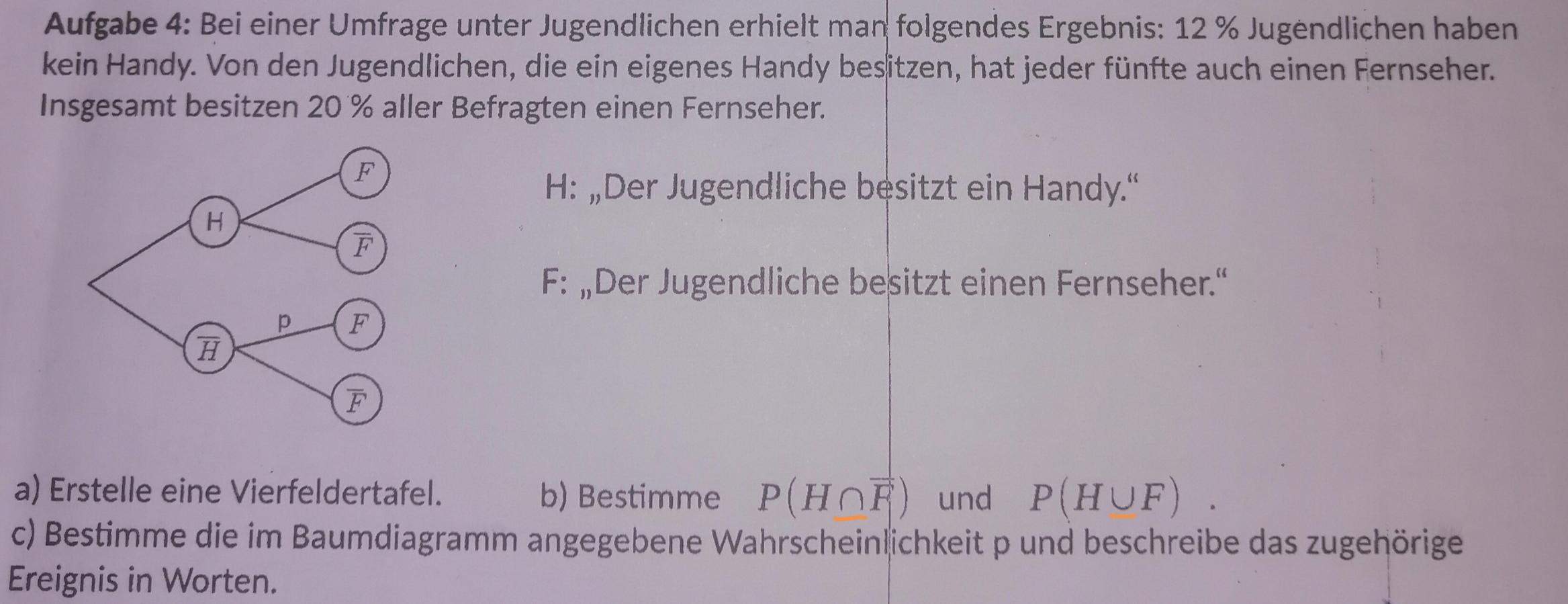 Stochastik-Vierfeldertafel Bedingte Wahrscheinlichkeit? (Schule ...