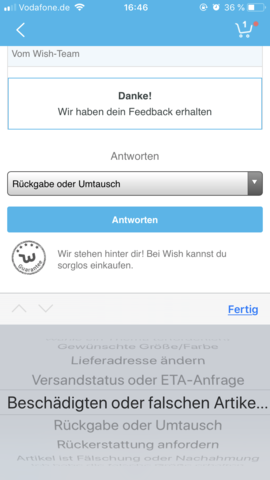 Bestellung stornieren wish Bestellung stornieren wish
