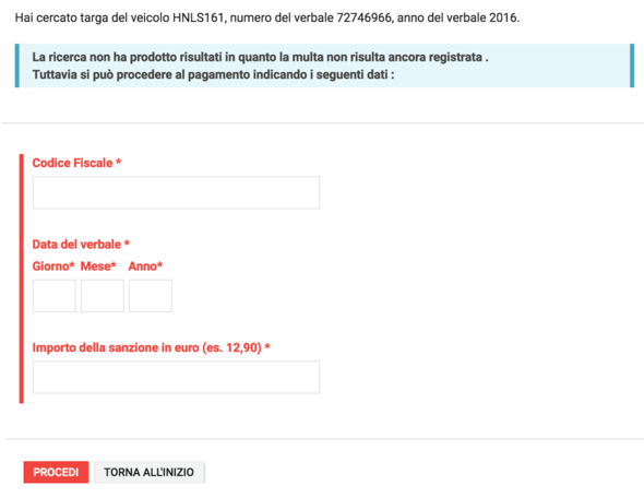Screenshot von der Stelle an der die Steuernummer gefordert wird  - (Ausland, Italien, Italienisch)