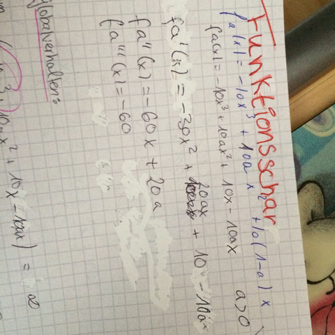 Die blaue Funktion ist die Funktions Schar wo ich. Die Extremstellen - (Mathe, Funktion, Rechnen)