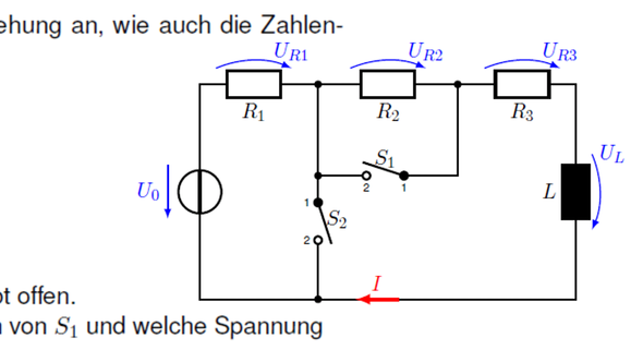 Stromkreis mit 2 Schaltern und einer Spule - (Physik, Studium, Elektronik)