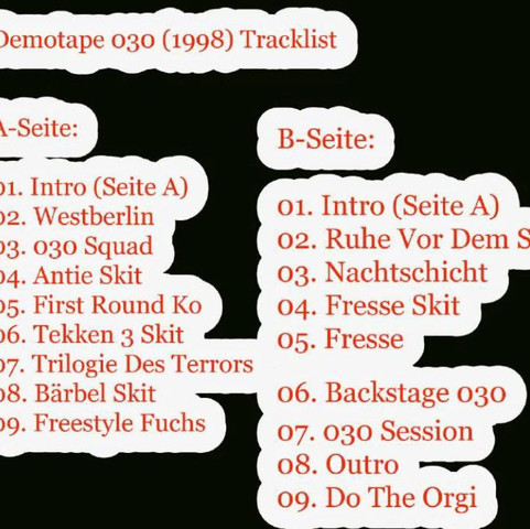 Tracklist des Tapes - (Rap, Hip-Hop, Rapper)