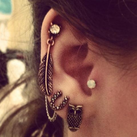Feder Helix Piercing - (Ohrringe, Feder, helix piercing)