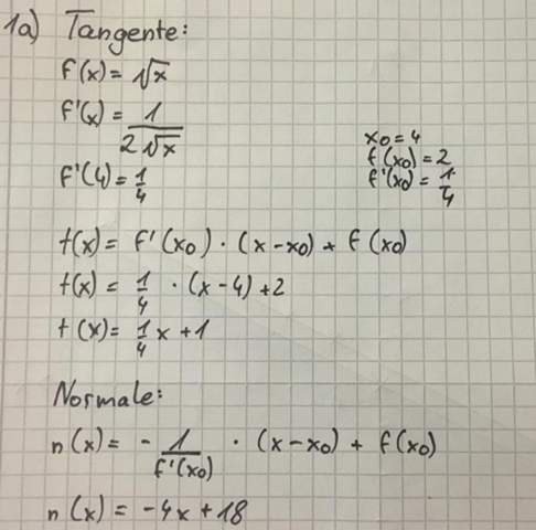 Suche Hilfe Bei Mathe Aufgabe Tangenten Normalen Schule Mathematik Hausaufgaben