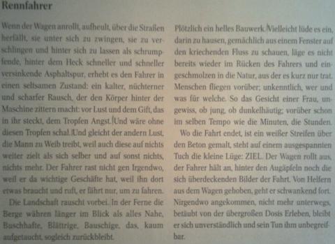 Text "Rennfahrer" - (deutsch, Lyrik, Analyse)