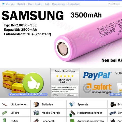 Samsung 3500mah - (Akku, E-Zigarette, MTL DAMPFER)