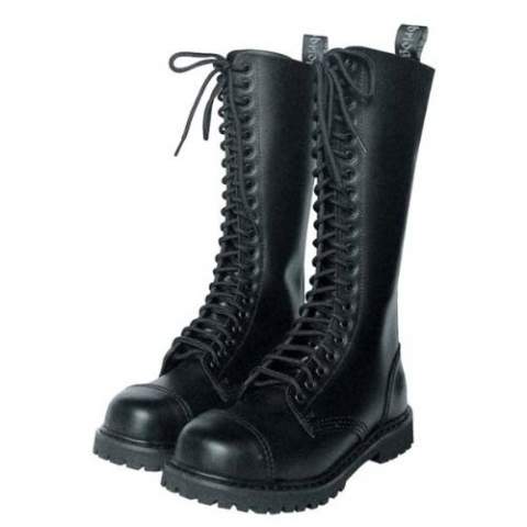 Boots And Braces Easy 8-Loch Tartan Muster Rot Leder Schwarz Stiefel Schuhe Noir 