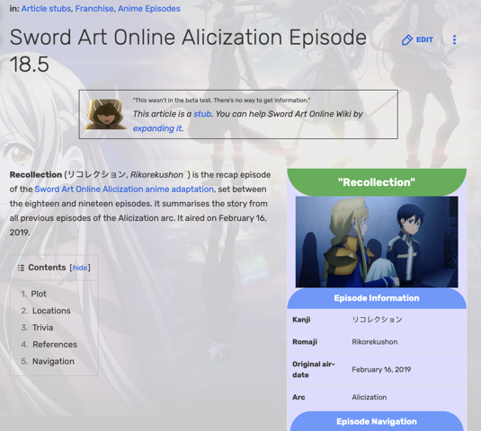 Sword Art Online Recollection Folge?