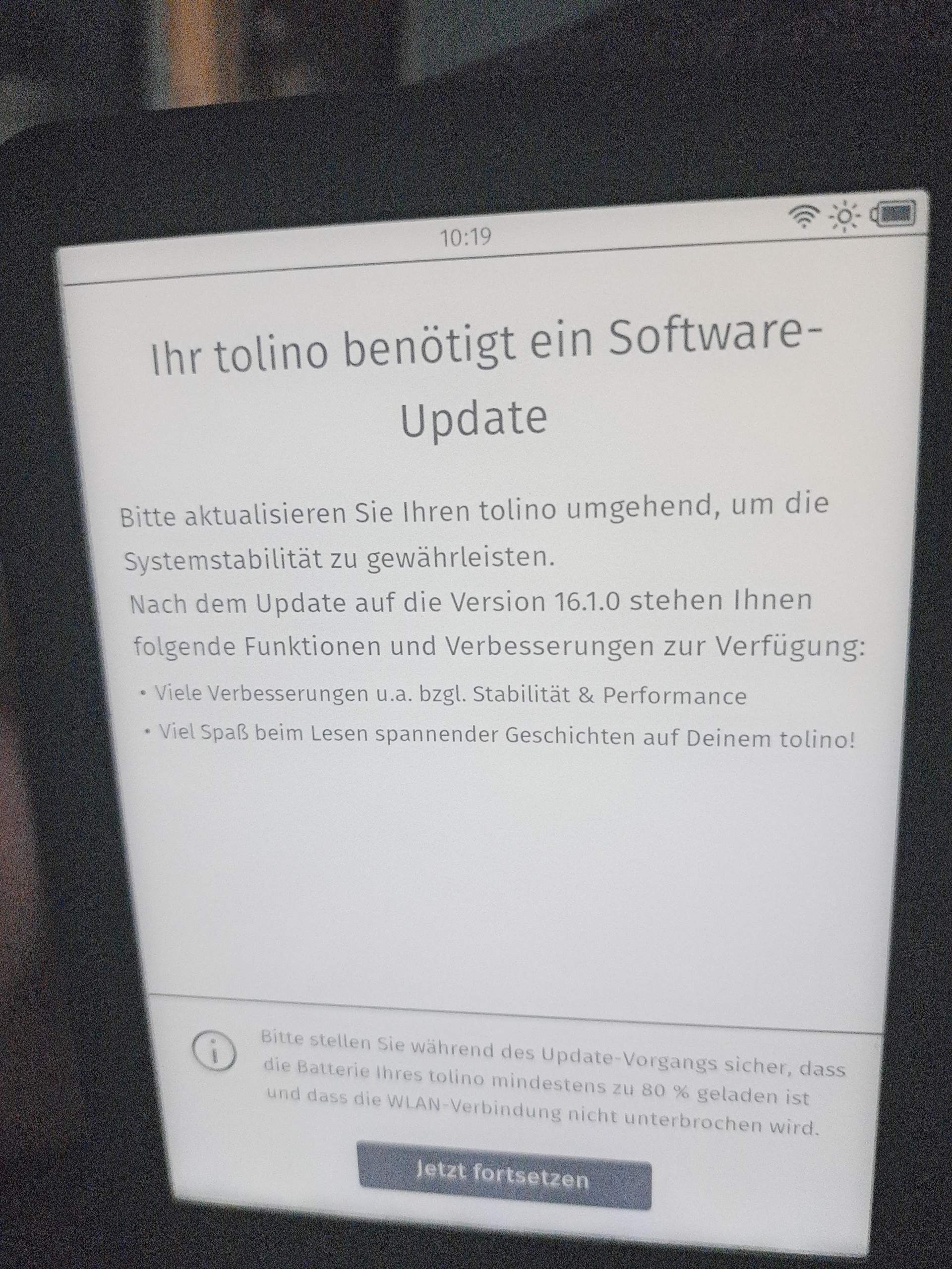 Systemupdate funktioniert nicht? (EBook, Thalia, tolino)