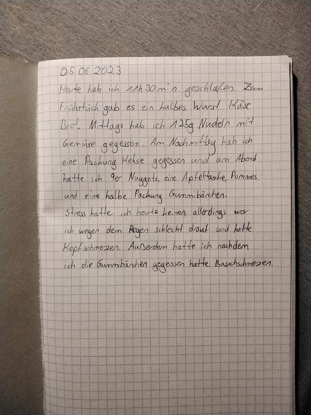 Tagebucheintrag so normal? (Psychologie, Ernährung, Pubertät)