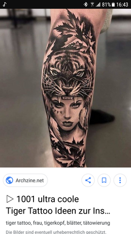 Tattoo bedeutung (Frau mit Tigerkopf)? (Frauen, tiger)