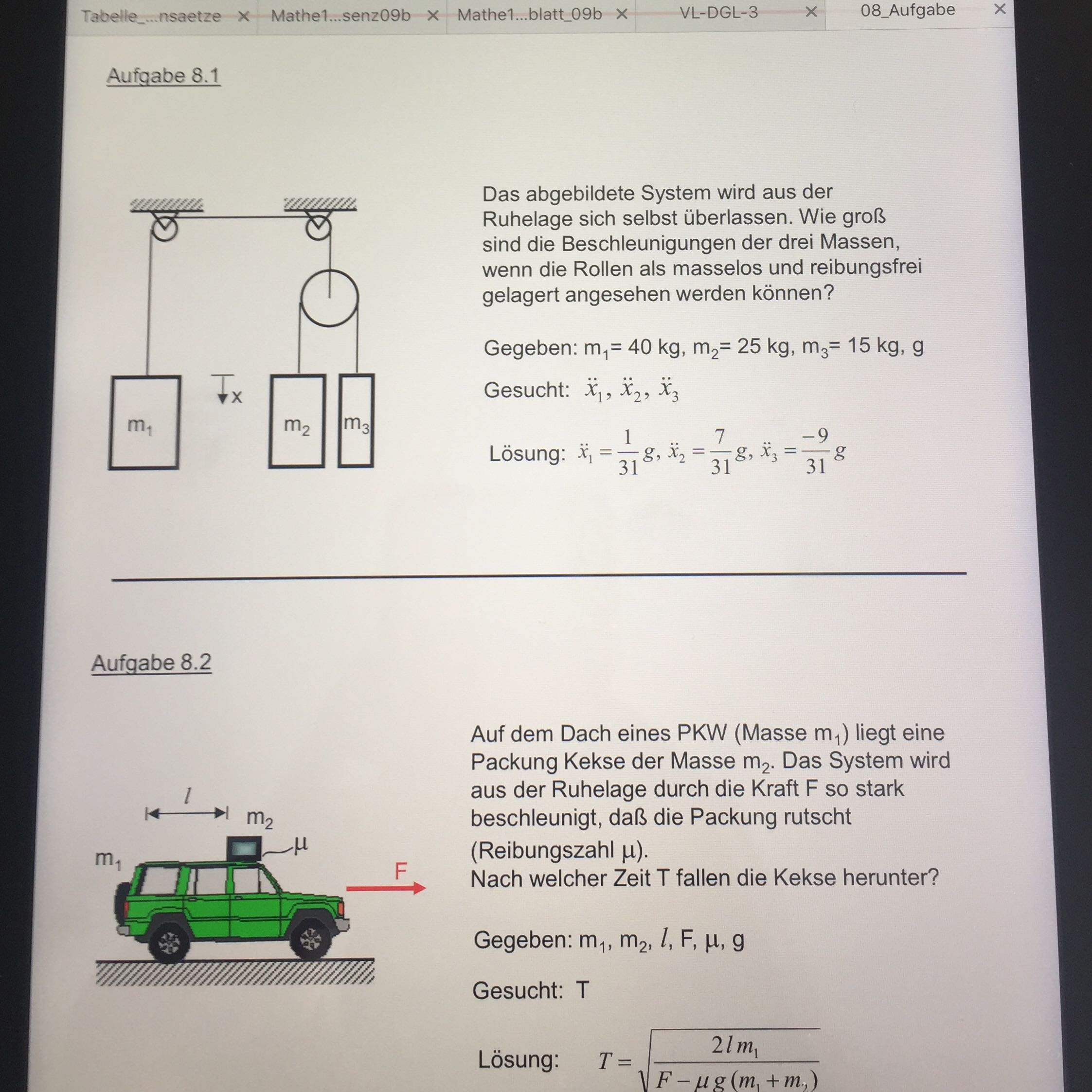 Technische Mechanik Dynamik Aufgabe?€? (Mathematik, Universität, Student)