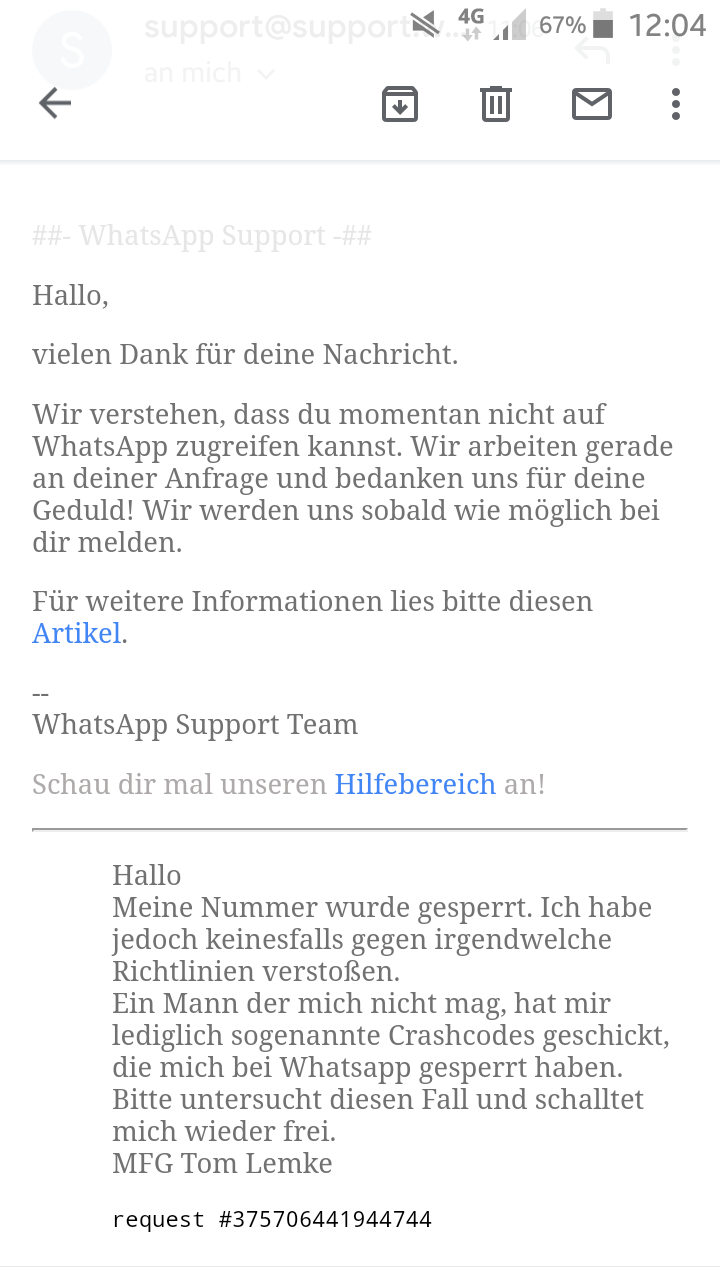 Telefonnummer bei Whatsapp gesperrt? (Handy, Android)