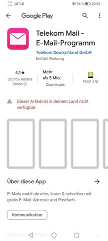 Telekom Mail App aus Ausland nicht downloadbar aus PlayStore?