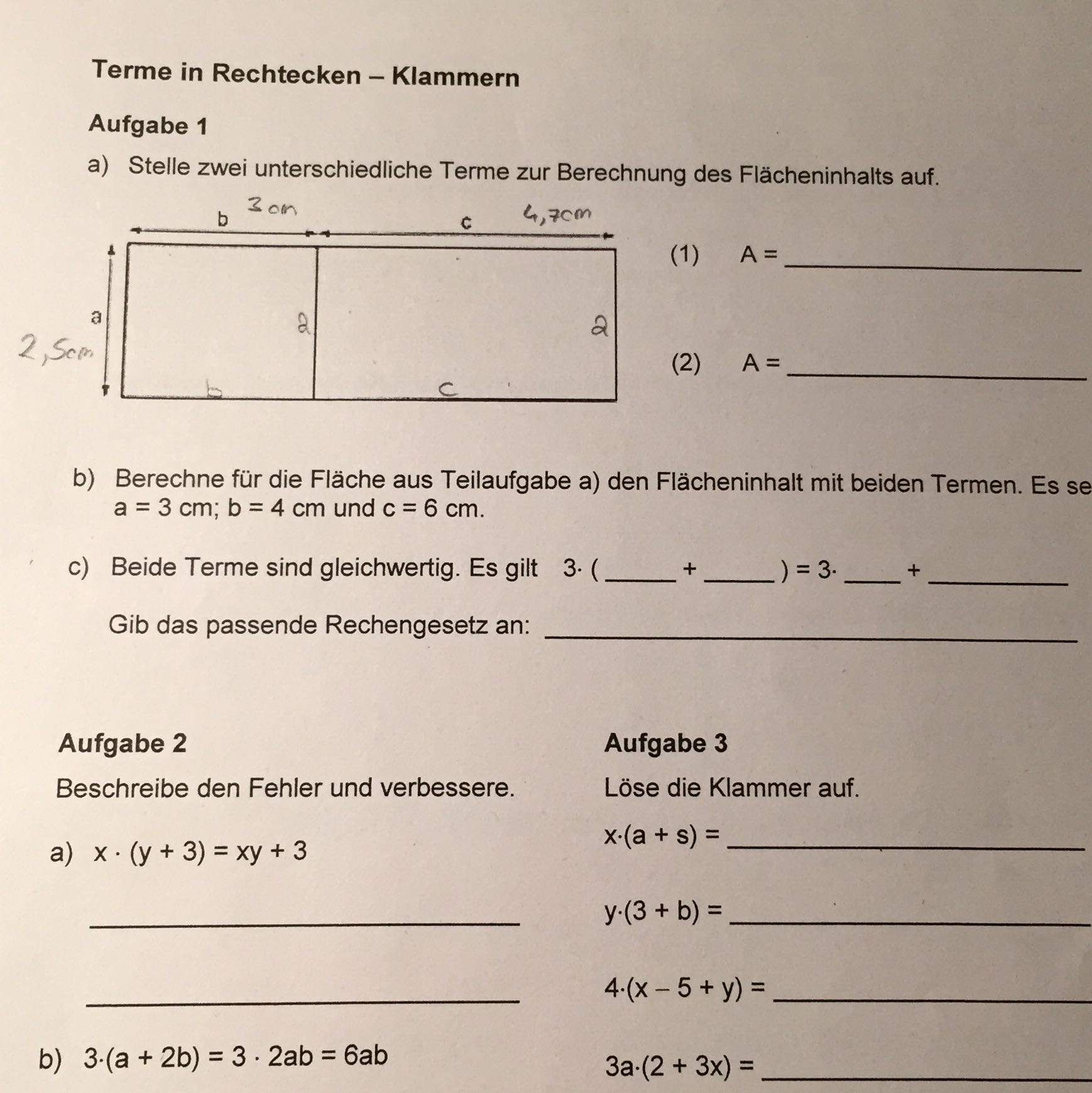 Terme Aufstellen Bei Aufgabe 1a Mathe Therme