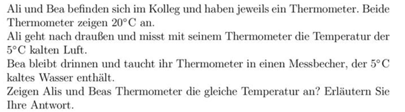 Thermometer und die Temperatur - Physikaufgabe?