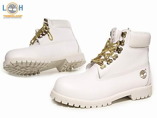 Timberland 6 Inch White Gold with Gold Chain - (Schuhe, Gold, Rat)