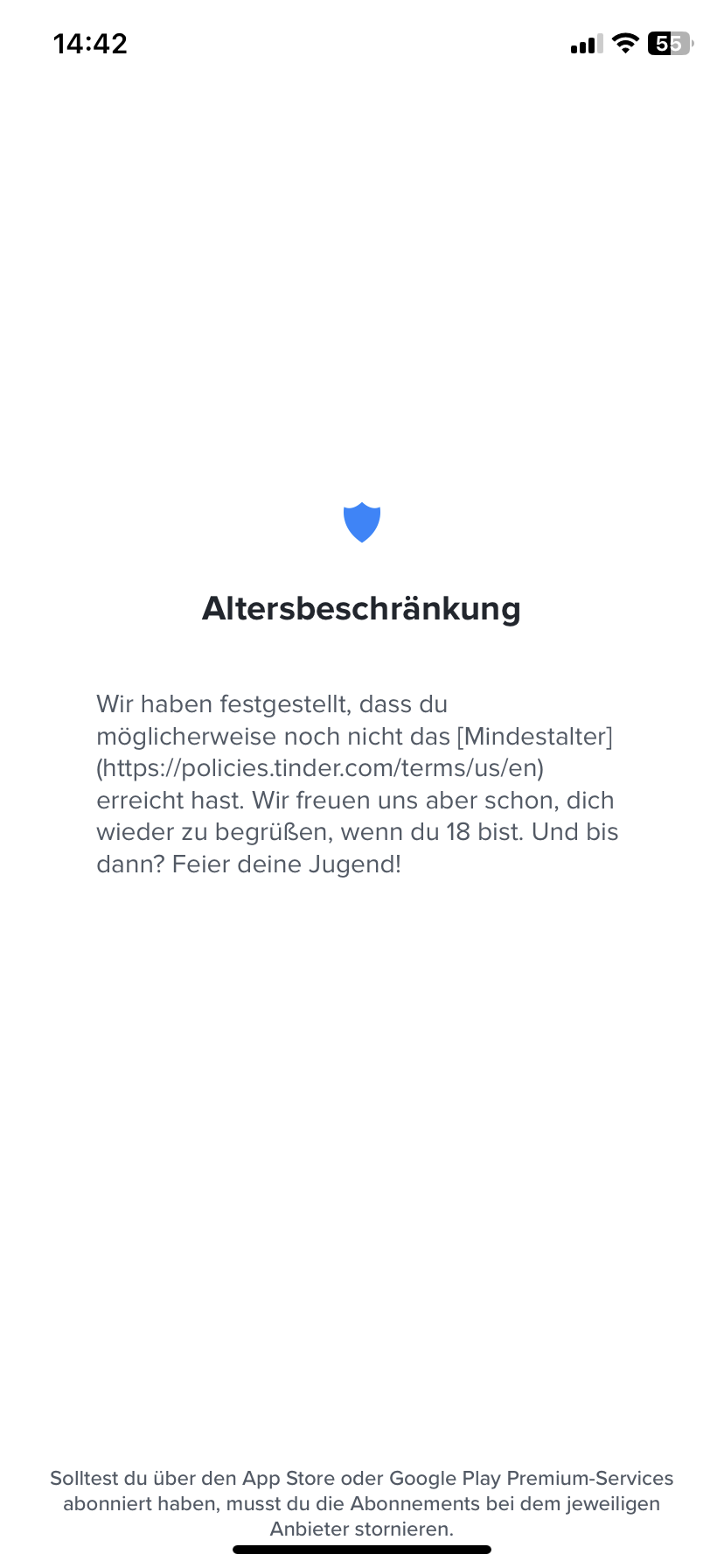 Tinder hat mich gesperrt und ich finde keinen Link wo ich meinen