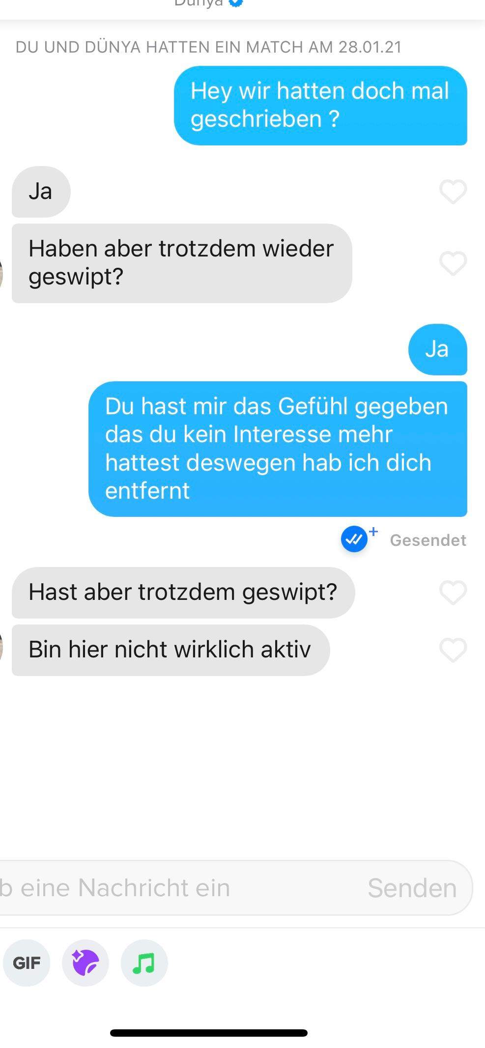 Tinder match gelöscht