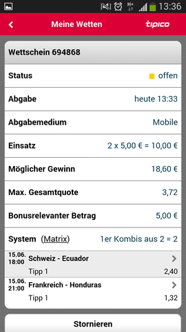Tipico Wetten 1er Aus 2er Kombis Matrix Bwin