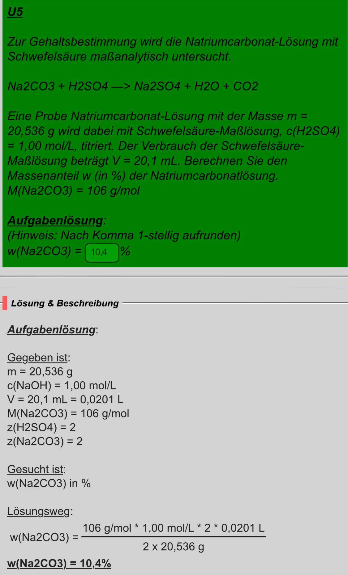 Titration Na2CO3 + H2SO4? (molare Masse)