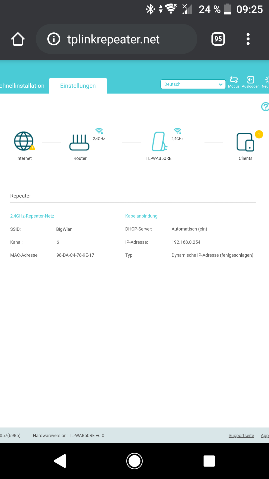 TPLink Repeater kein (Technik, WLAN, WLANRepeater)