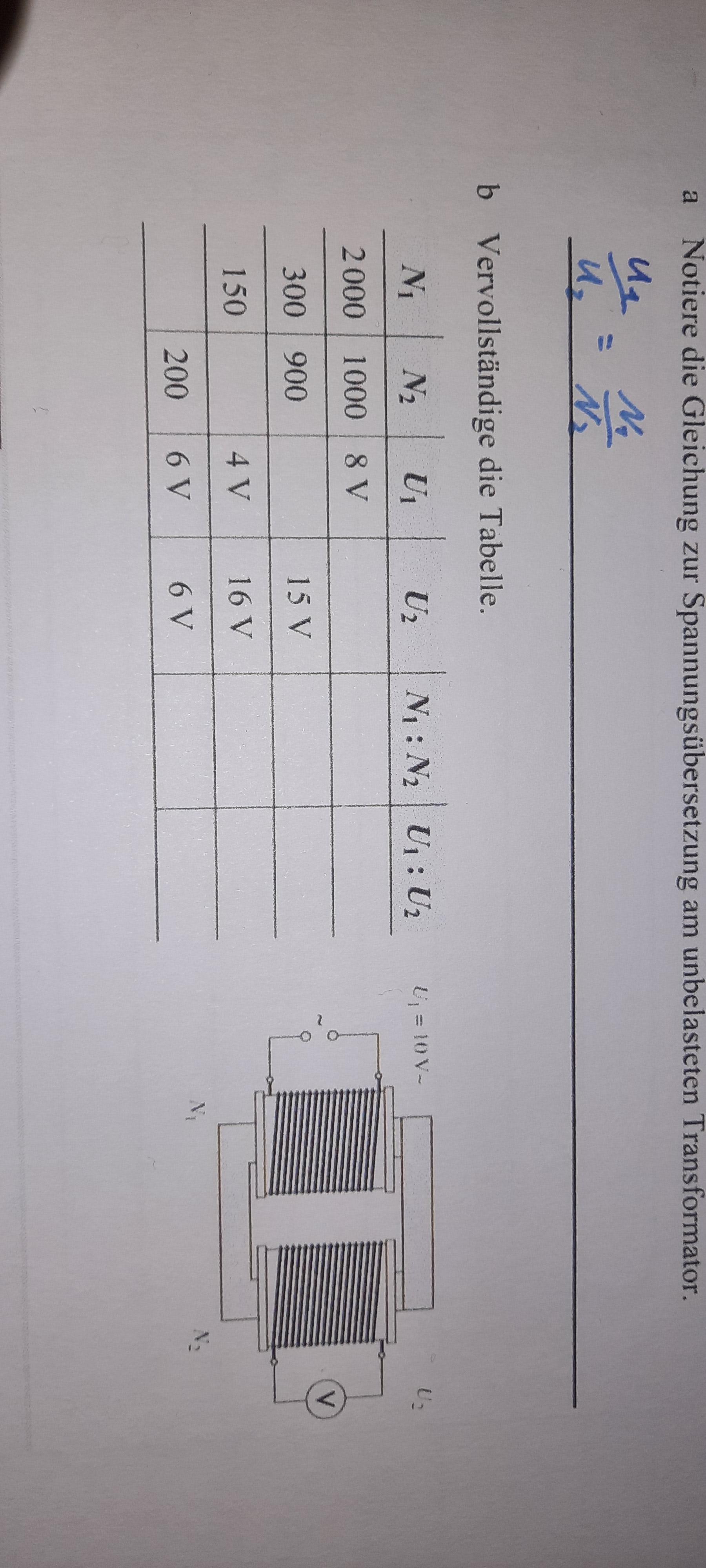 Transformator Formel Berechnung Schule Technik Physik