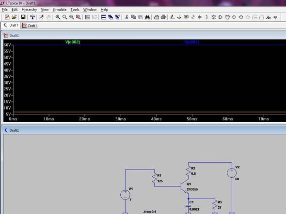 Bild der Simulation - (Simulation, Schaltung, Transistor)