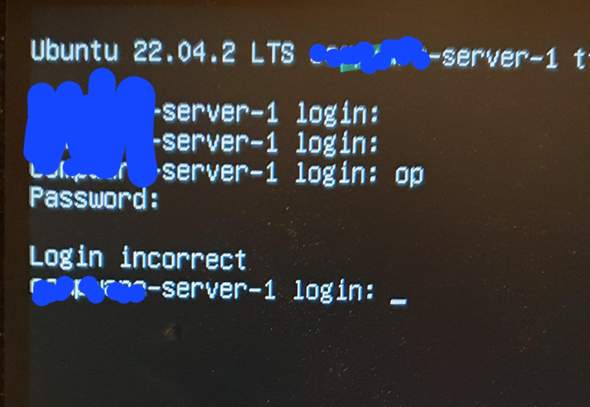 Ubuntu server login "incorrect" und Login beginnt von vorne?