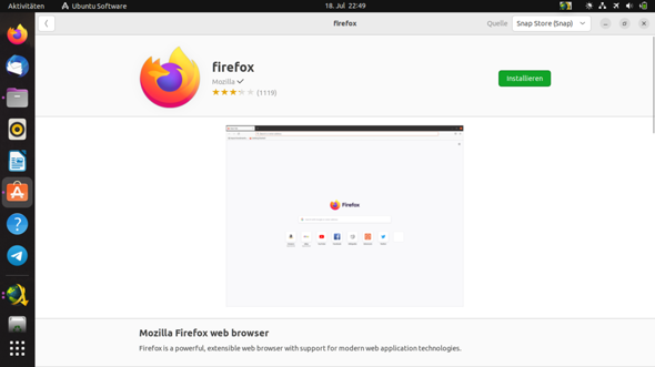 Ubuntu: Software, Status von Firefox unklar?