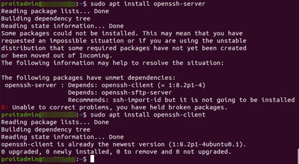 Ubuntu: ssh-Server lässt sich nicht installieren?