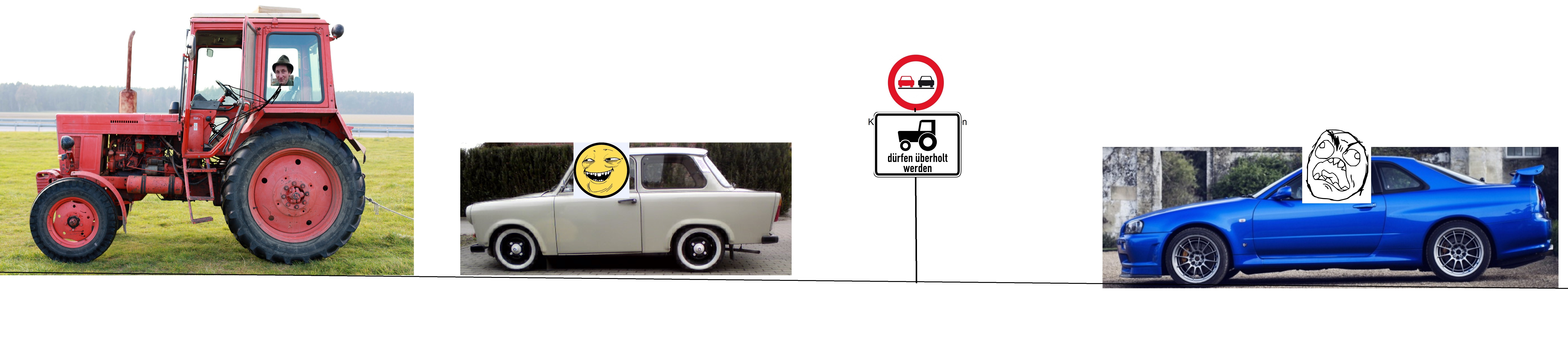 Überholen verboten - Landwirtschaftliche Fahrzeuge dürfen überholt Überholen verboten - Landwirtschaftliche Fahrzeuge dürfen überholt