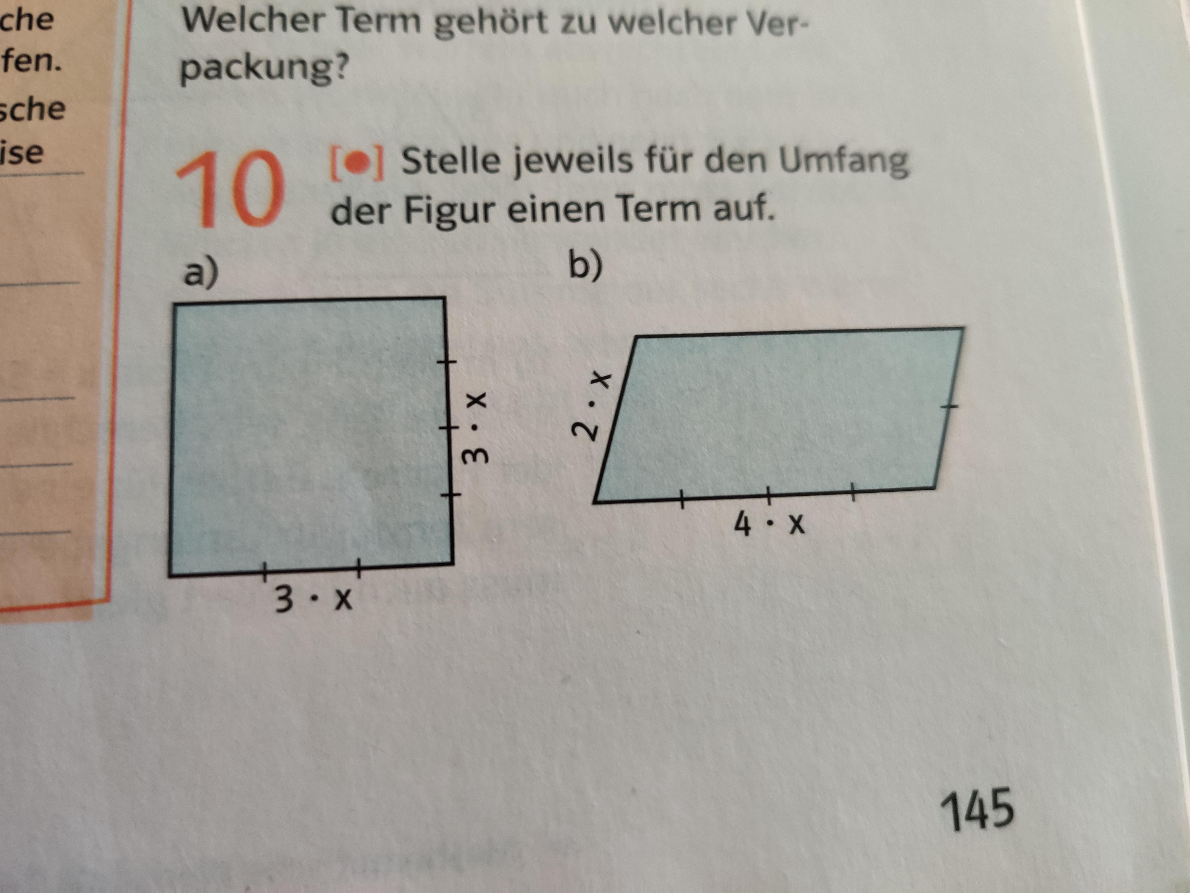 Umfang der figur mit Term aufstellen. Was genau muss ich tun? (Schule, Mathe, matheaufgabe)