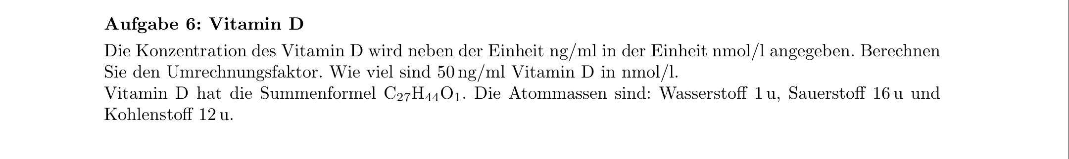 Umrechnungsfaktor von ng/ml in nmol/l? (Physik, Chemie, Medizinstudium)