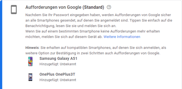 unbekanntes handy bei google