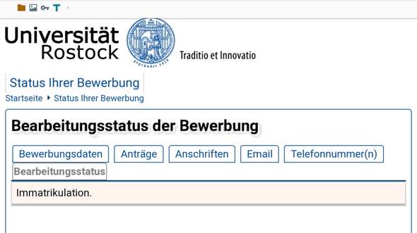 Uni Rostock - Bin ich jetzt immatrikuliert (siehe Bild)?