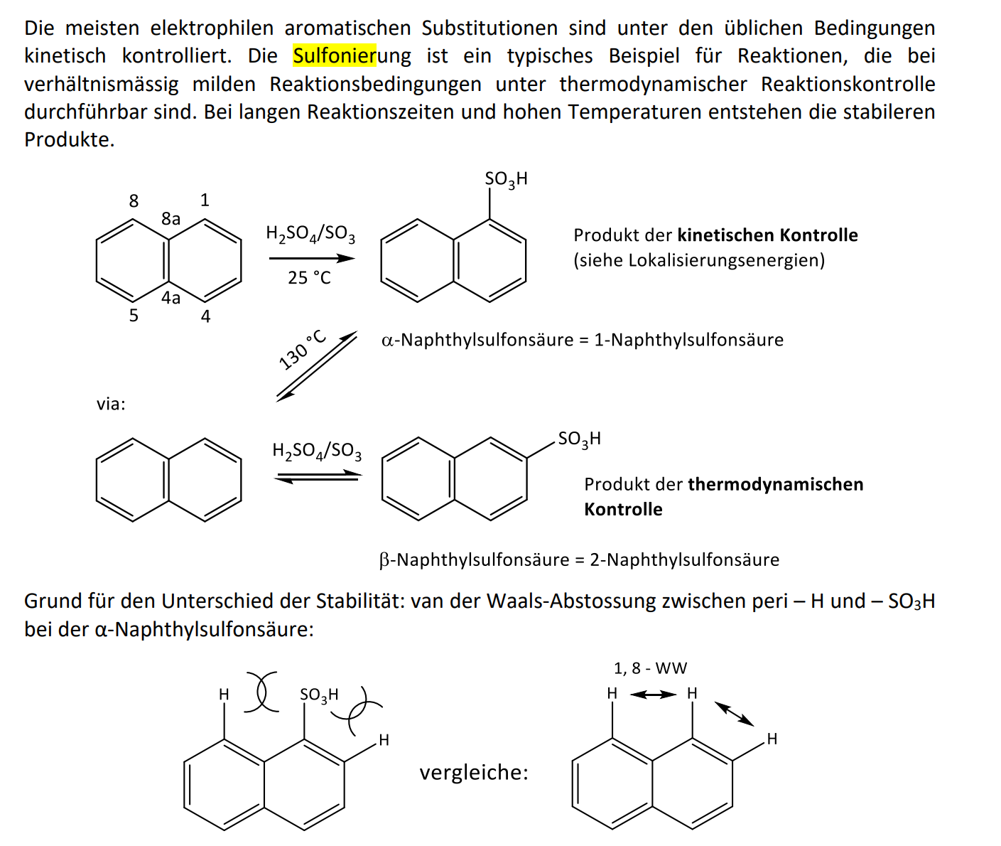 Unterschied in Position in dieser Sulfonierung? Chemie