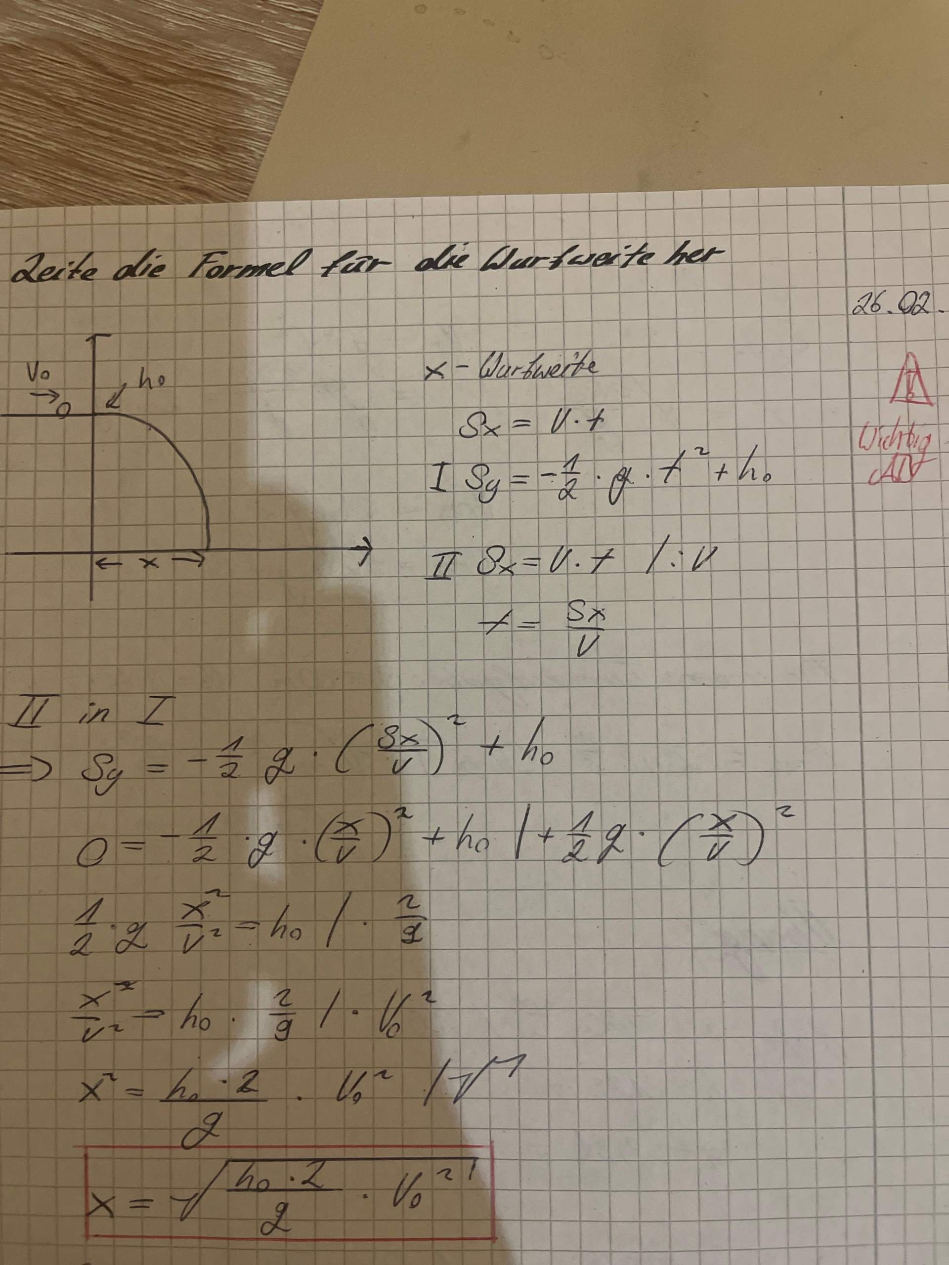 Unterschied zwischen den Formeln für die Wurfweite? (Zeit, Formel, Geschwindigkeit)