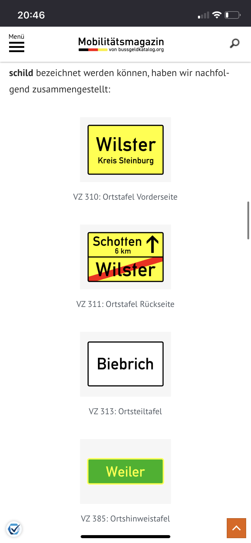 Unterschiedliche ortauagangsschilder pr fung fahrschule 