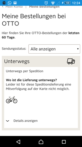 Unterwegs Per Spedition Seit Heute Otto De Wisst Ihr Wann Das Fahrrad Kommt Weil Ich Kann Es Nicht Sehen Guckt Ss Lieferung