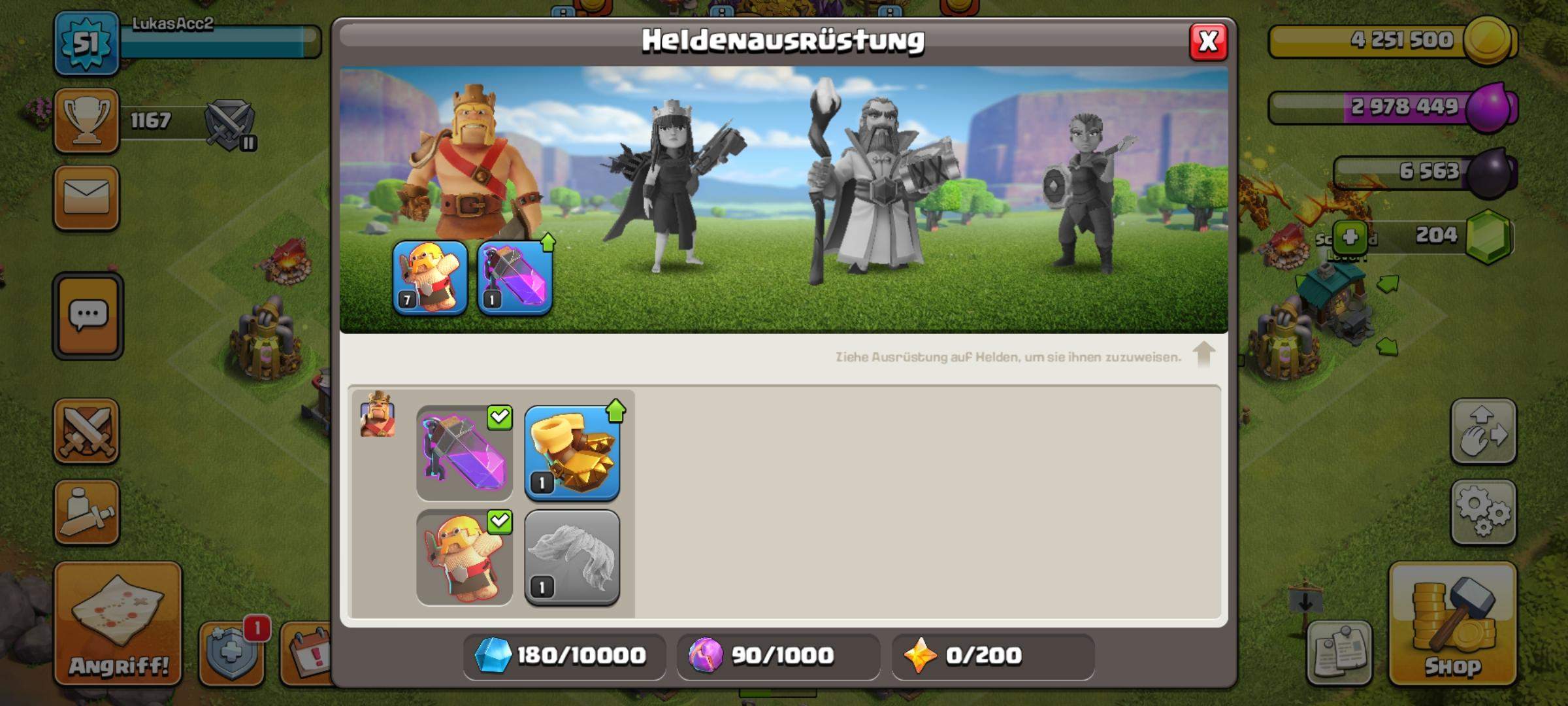 Upgrade coc Heldenausrüstung? (Android, Clash of Clans, Supercell)