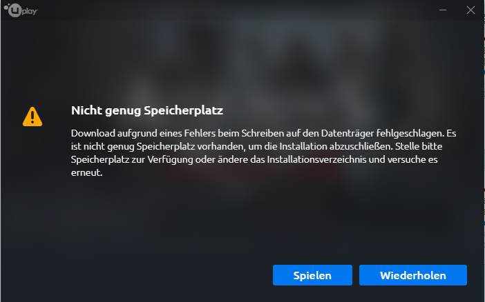 Uplay Download Fehlgeschlagen Angeblich Wegen Zu Wenig Speicherplatz Computer Technik Spiele Und Gaming