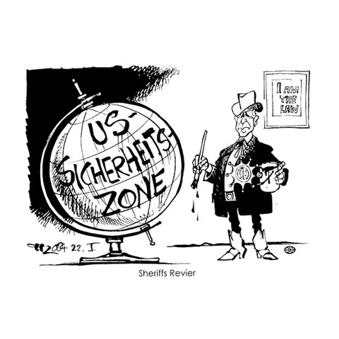 Karikatur zu USA als Weltpolizist  - (Schule, Politik, USA)