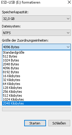 usb stick für windows 10 installation formatieren