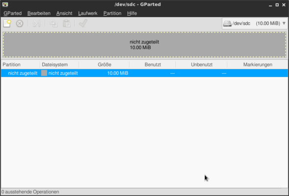 GParted Screenshot - (PC, Linux, USB-Stick)