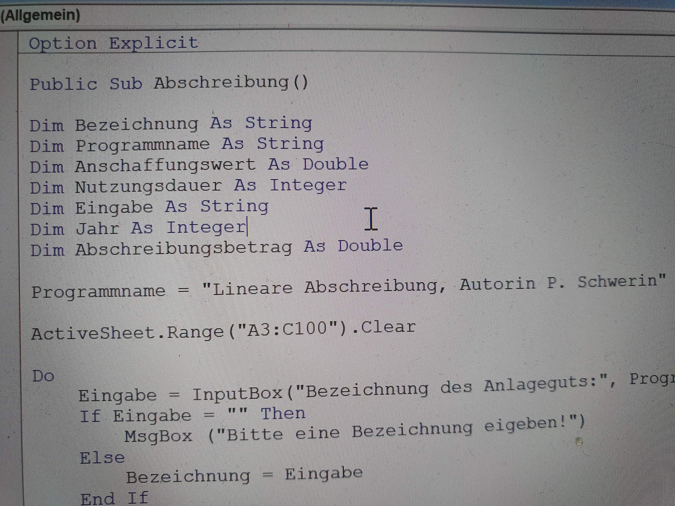 Vba Frage Dim Byte Oder Integer Computer Programmieren Informatik