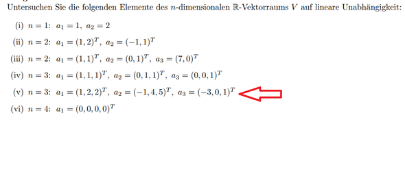 Vektoren auf lineare unabhängigkeit Prüfen? (Schule, Mathematik, Physik)