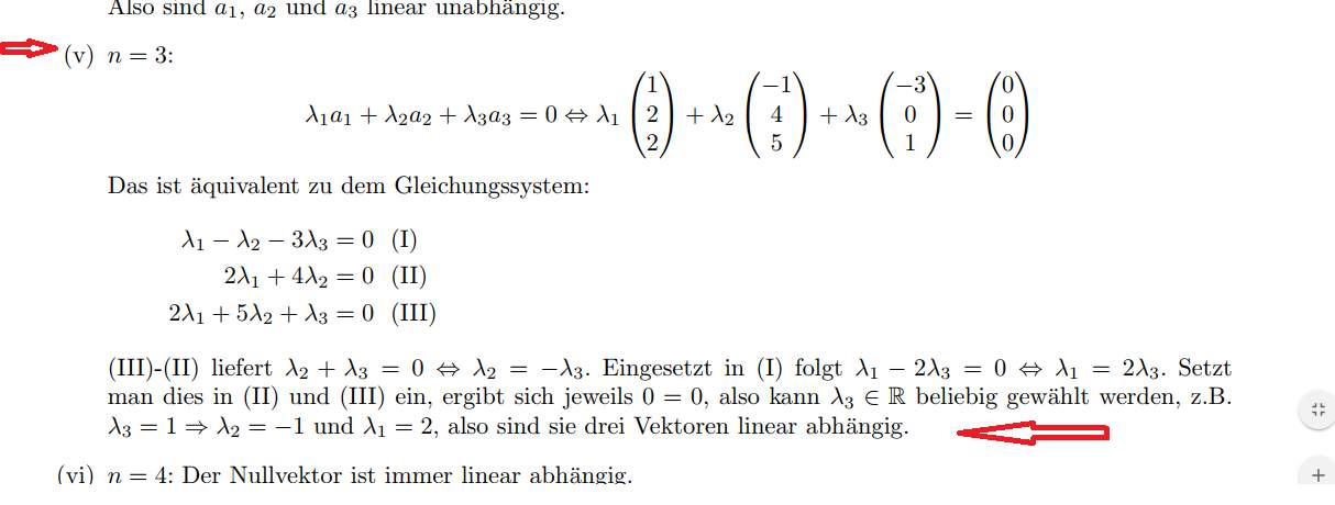 Vektoren auf lineare unabhängigkeit Prüfen? (Schule, Mathematik, Physik)